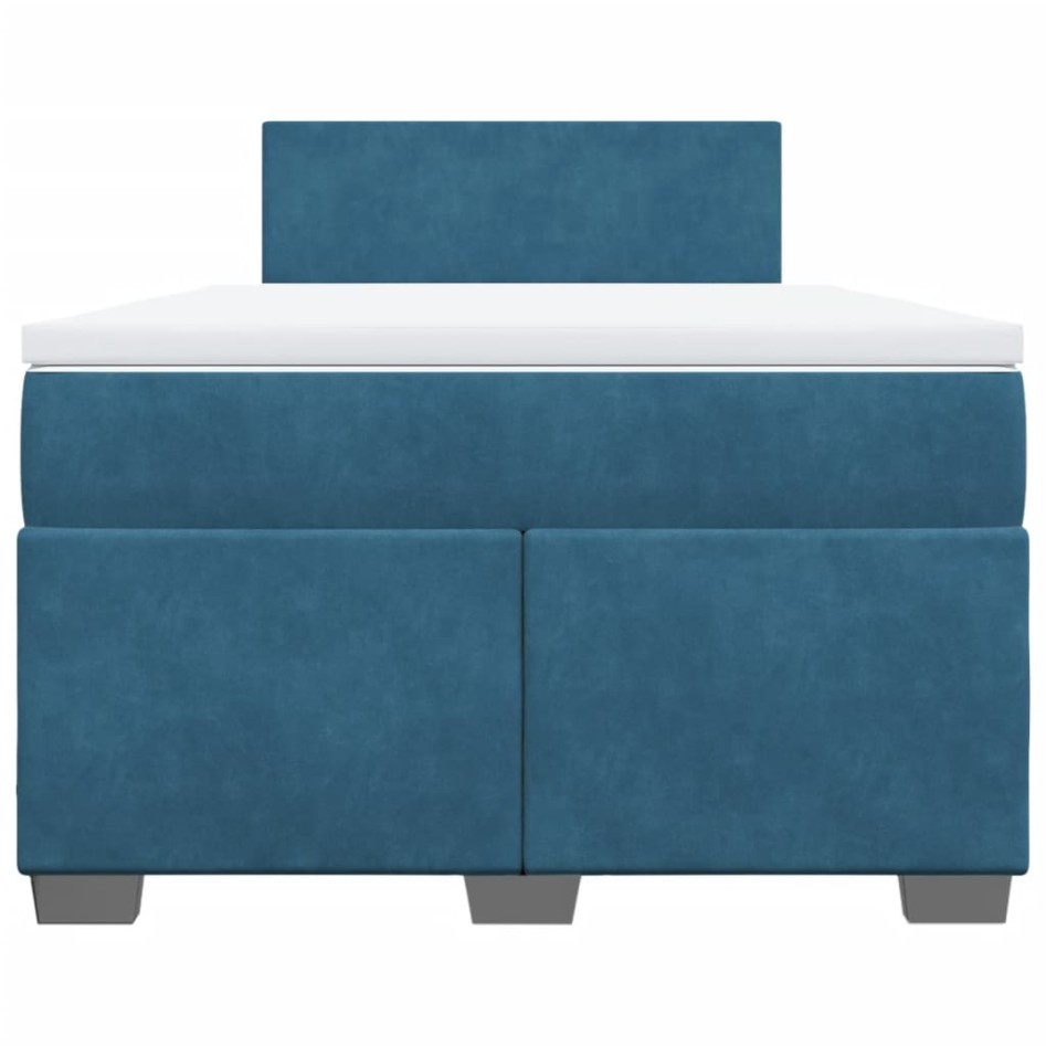 Cama box spring con colchón terciopelo azul oscuro 120x190