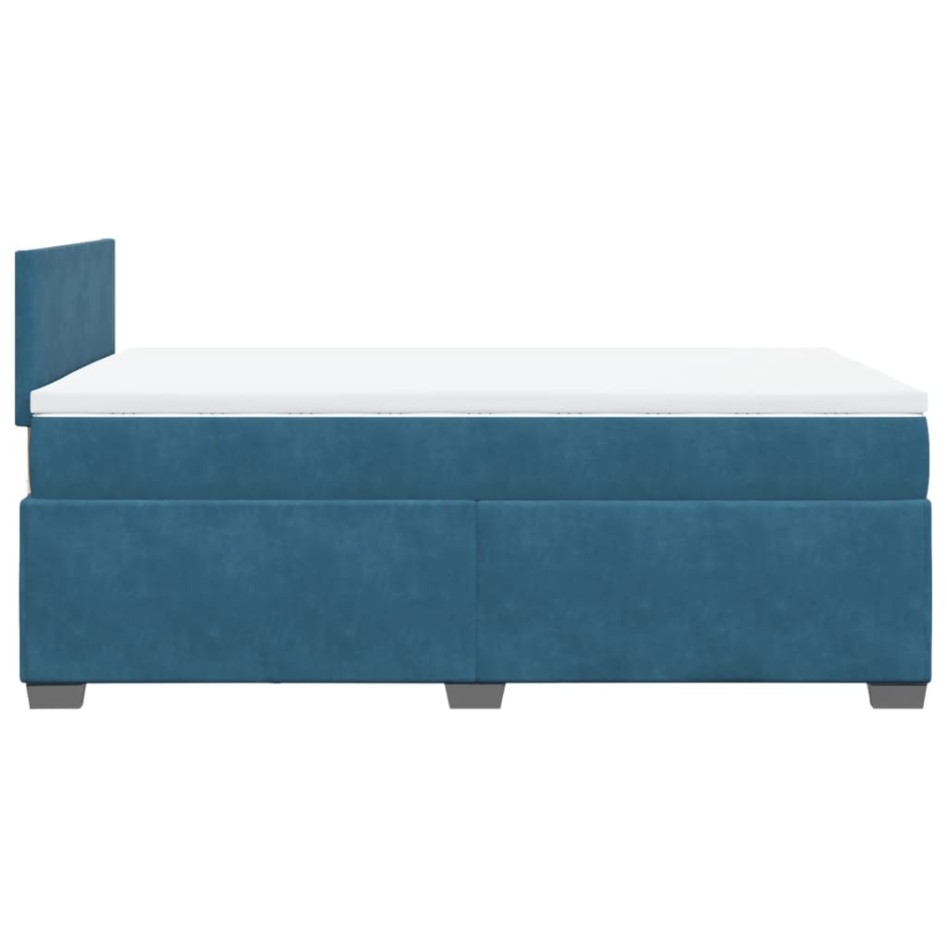 Cama box spring con colchón terciopelo azul oscuro 120x190