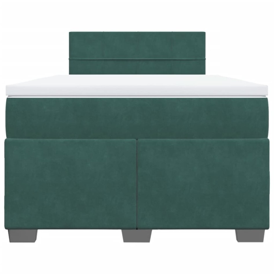 Cama box spring con colchón terciopelo verde oscuro 120x190