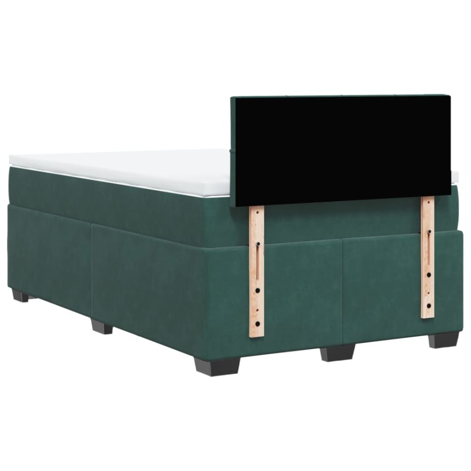 Cama box spring con colchón terciopelo verde oscuro 120x190