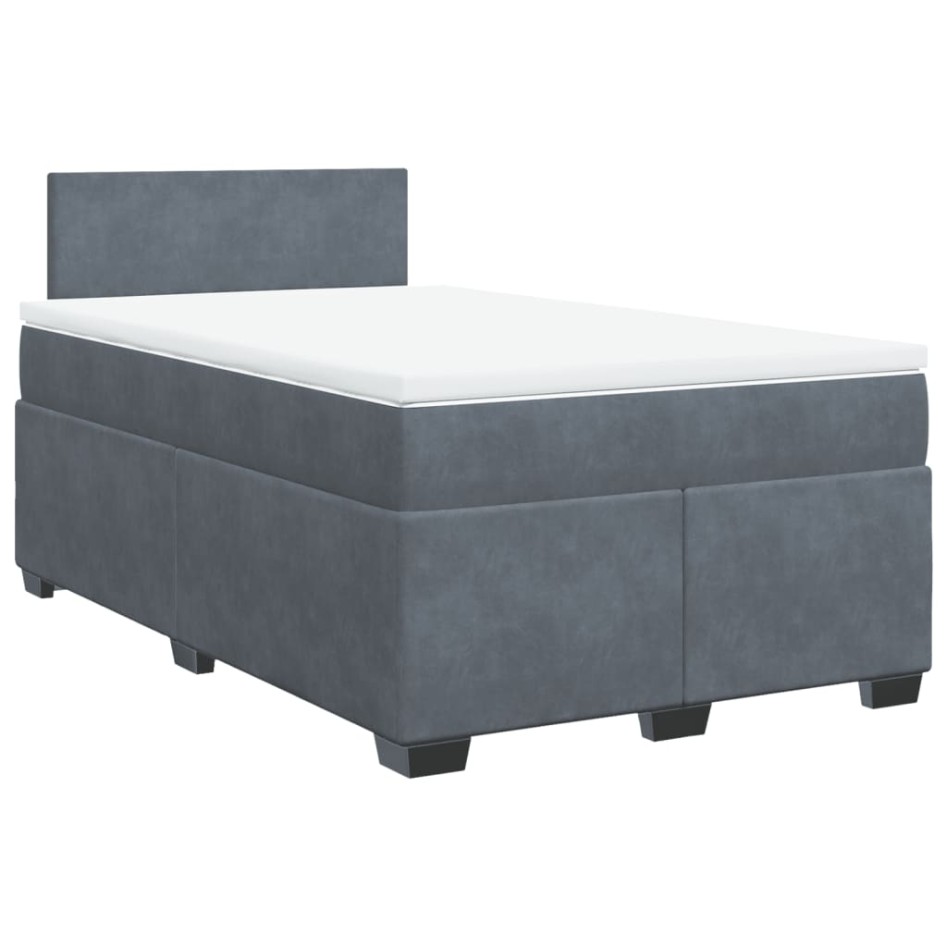Cama box spring con colchón terciopelo gris oscuro 120x200