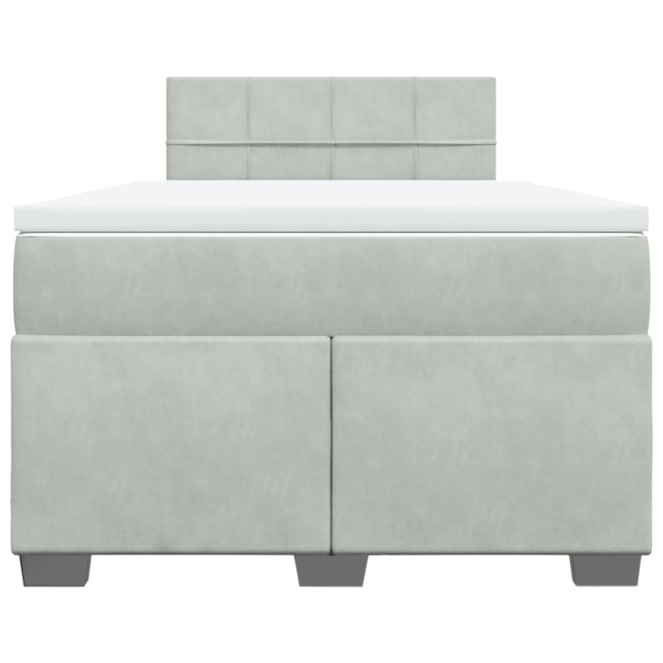 Cama box spring con colchón terciopelo gris claro 120x200
