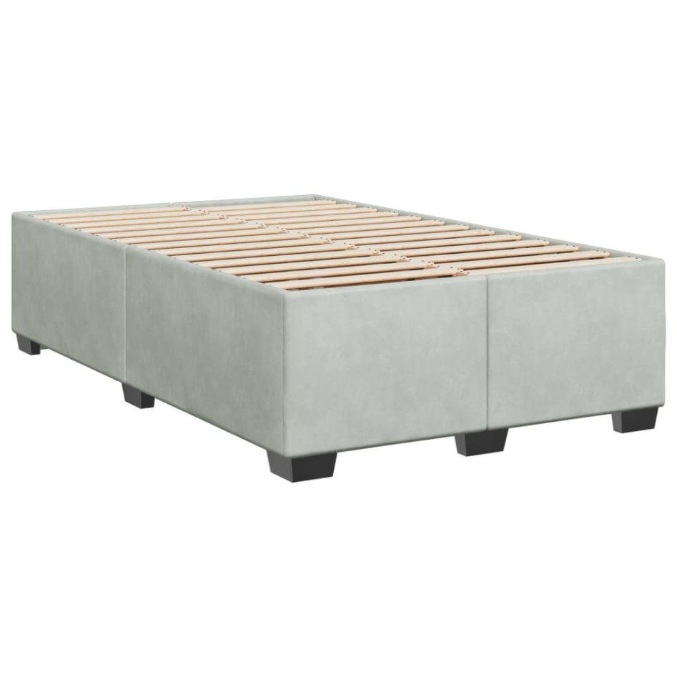 Cama box spring con colchón terciopelo gris claro 120x200