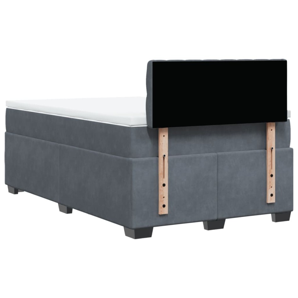 Cama box spring con colchón terciopelo gris oscuro 120x200