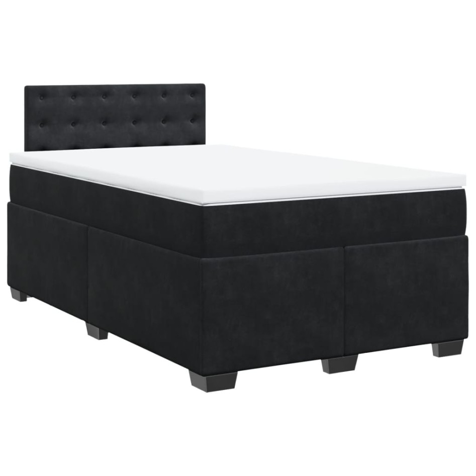 Cama box spring con colchón terciopelo negro 120x200