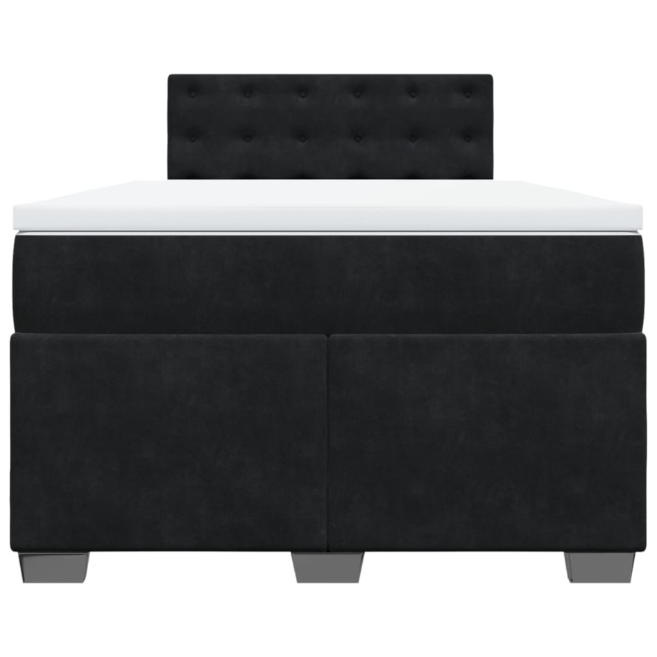 Cama box spring con colchón terciopelo negro 120x200