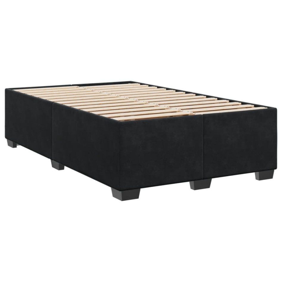 Cama box spring con colchón terciopelo negro 120x200