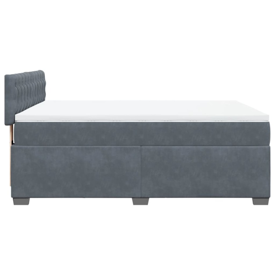 Cama box spring con colchón terciopelo gris oscuro 140x190