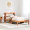 Estructura cama con cabecero madera pino marrón cera 90x190 cm