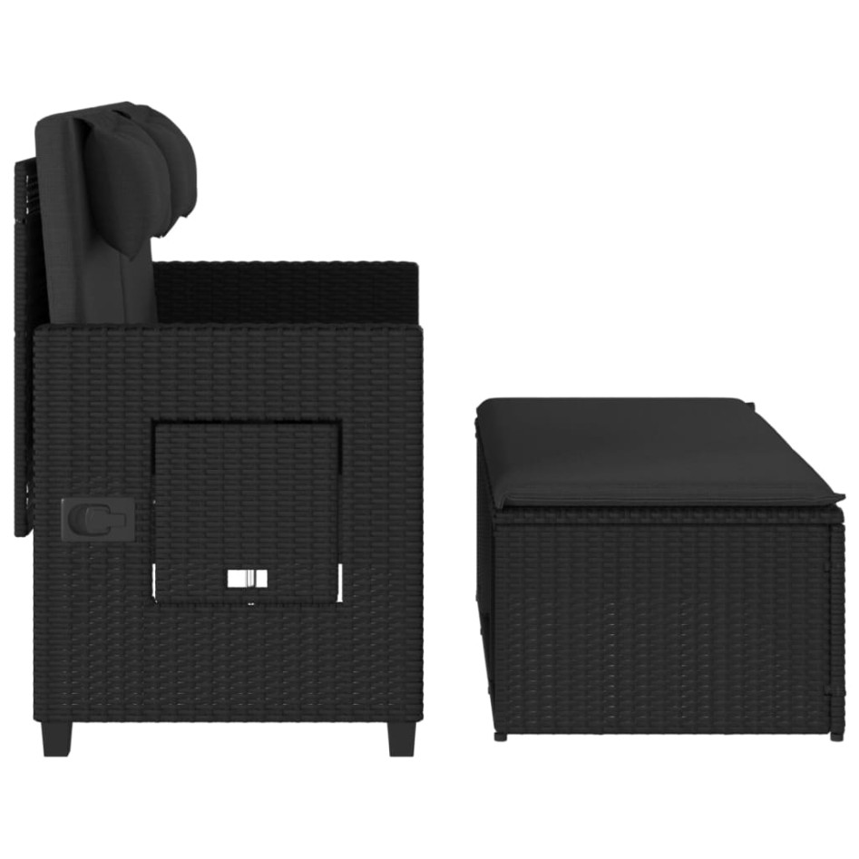 Sillón reclinable de jardín con cojines ratán sintético