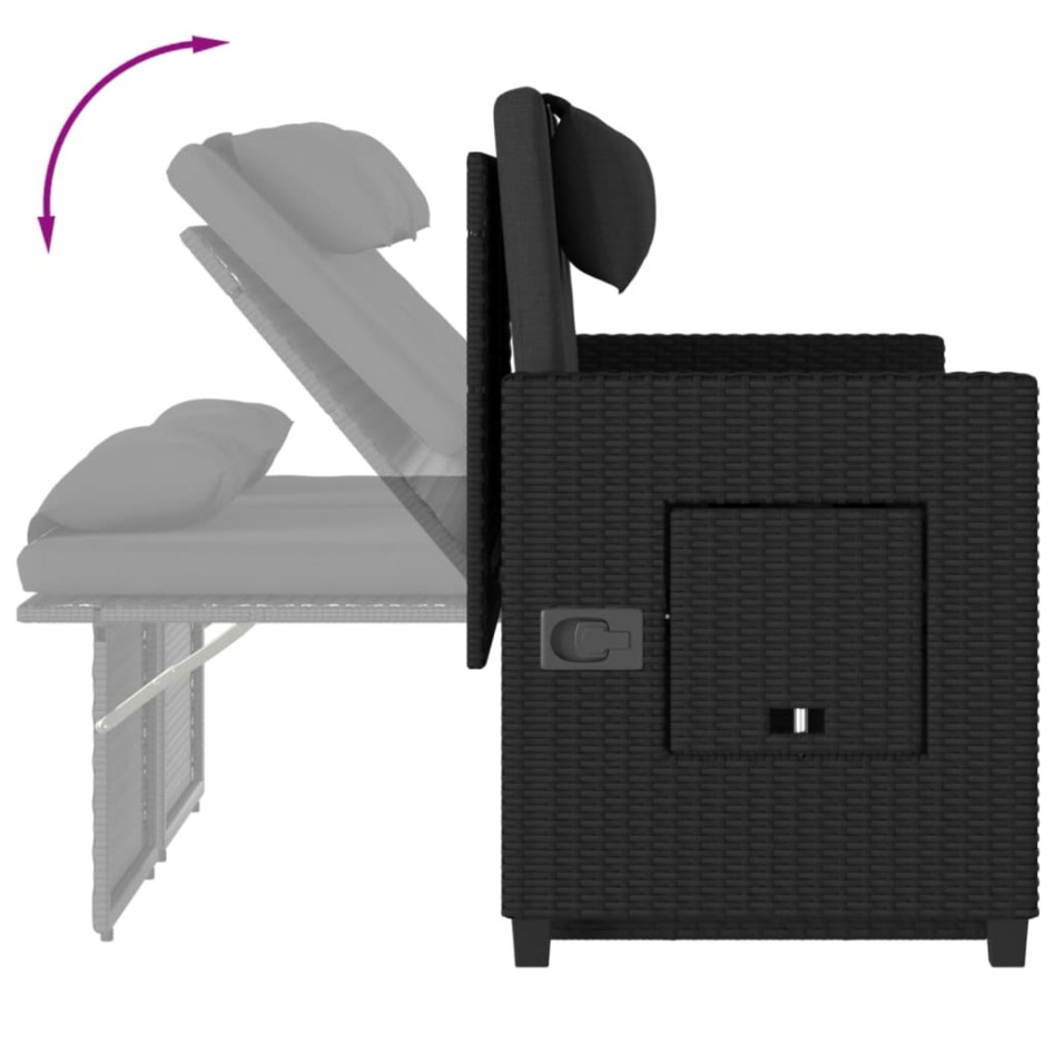 Sillón reclinable de jardín con cojines ratán sintético