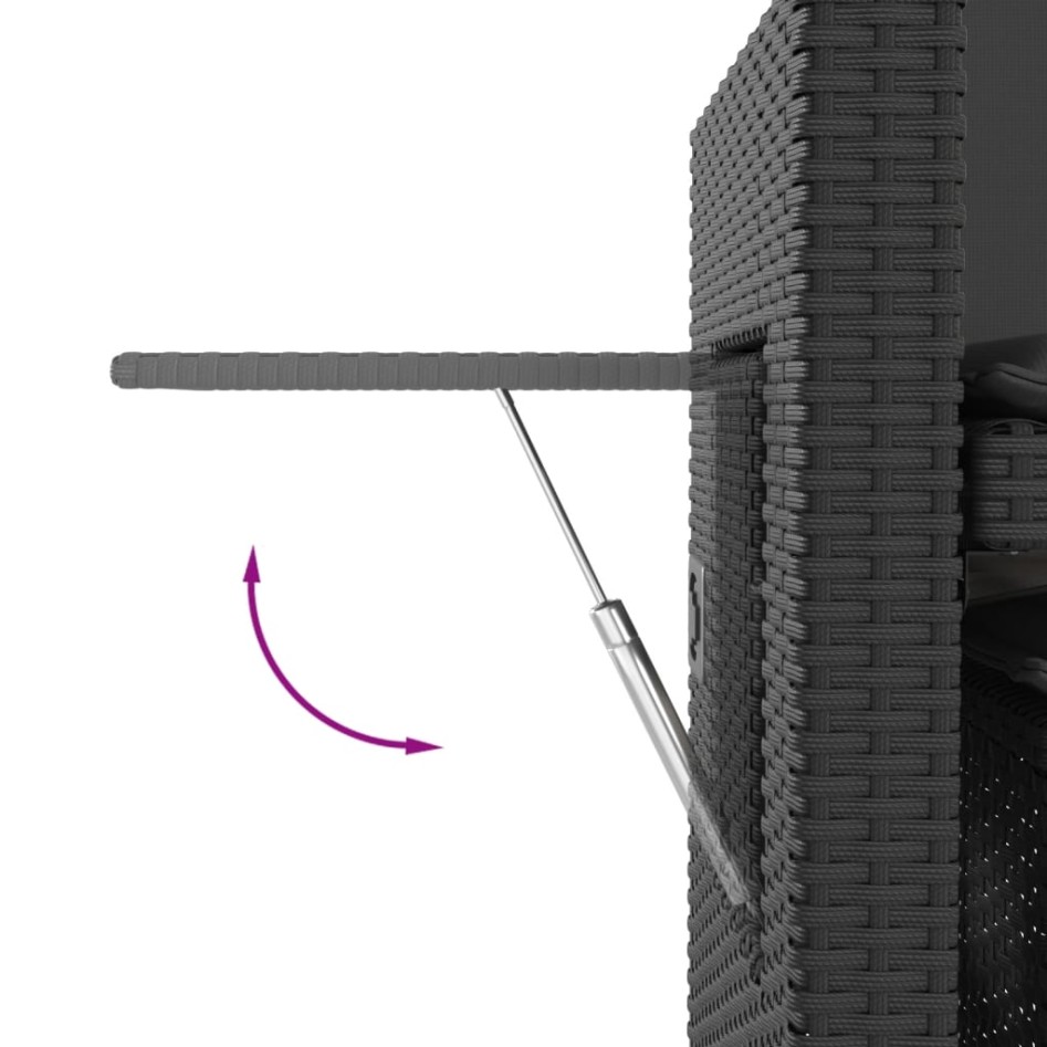 Sillón reclinable de jardín con cojines ratán sintético