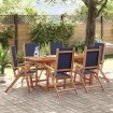Juego comedor de jardín 7 pzas madera maciza acacia y textileno