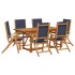 Juego comedor de jardín 7 pzas madera maciza acacia y