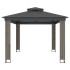 Cenador con doble techo de tela gris antracita 3,94x2,96
