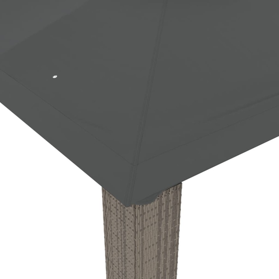 Cenador con doble techo de tela gris antracita 3,94x2,96