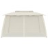 Cenador de doble techo paredes de malla acero crema 3,93x2,93