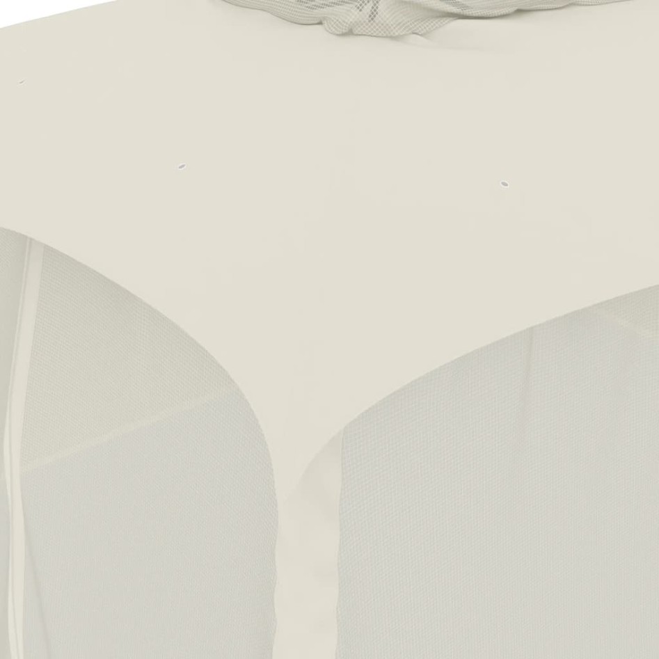 Cenador de doble techo paredes de malla acero crema 3,93x2,93