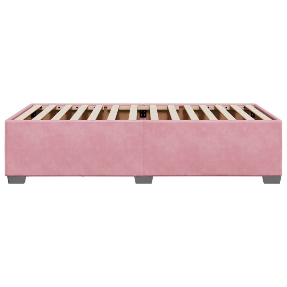 Estructura de cama sin colchón terciopelo rosa 100x200