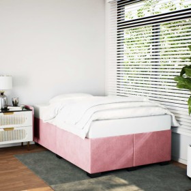 Estructura de cama sin colchón terciopelo rosa 120x200