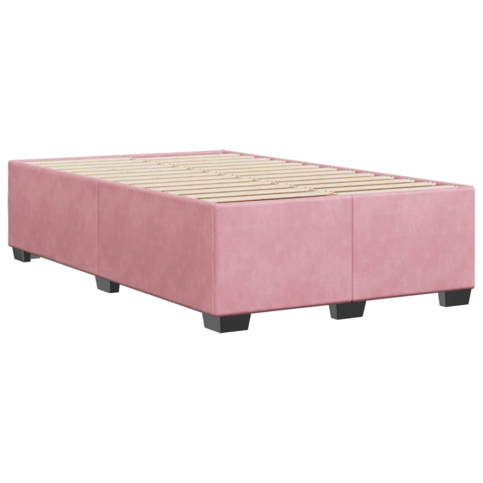 Estructura de cama sin colchón terciopelo rosa 120x200