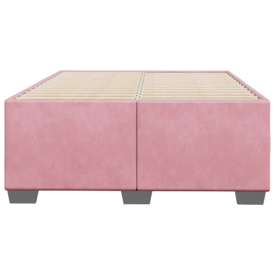 Estructura de cama sin colchón terciopelo rosa 120x200