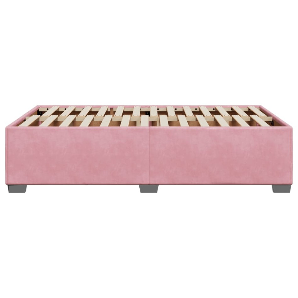 Estructura de cama sin colchón terciopelo rosa 120x200