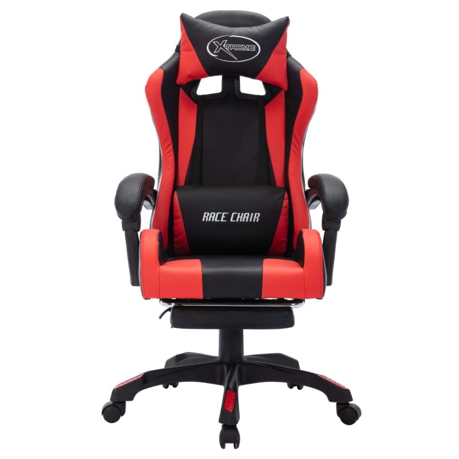Silla gaming con luces LED RGB cuero sintético rojo y