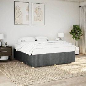 Cama sin colchón de tela gris oscuro 180x200