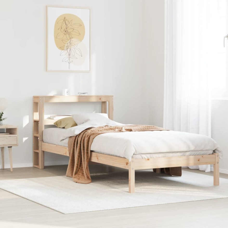 Estructura de cama sin colchón madera maciza pino 75x190
