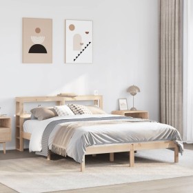 Estructura de cama sin colchón madera maciza de pino 120x190