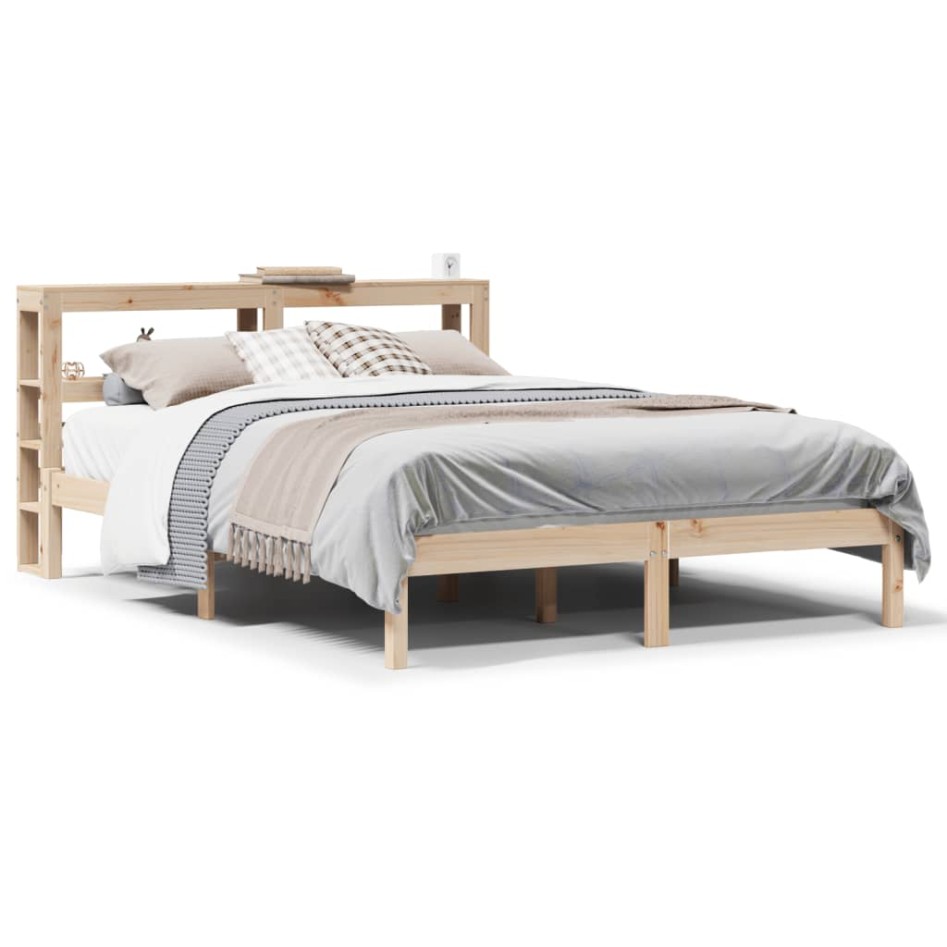 Estructura de cama sin colchón madera maciza de pino 120x190