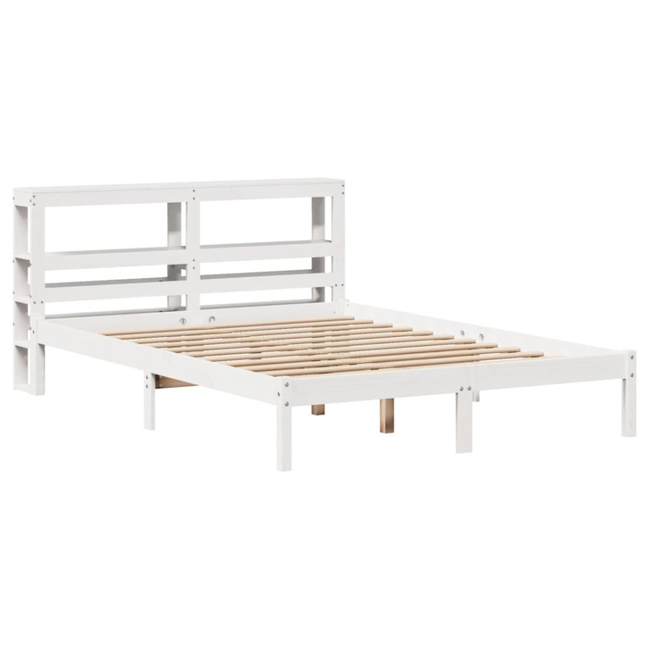 Estructura de cama sin colchón madera de pino blanca 150x200