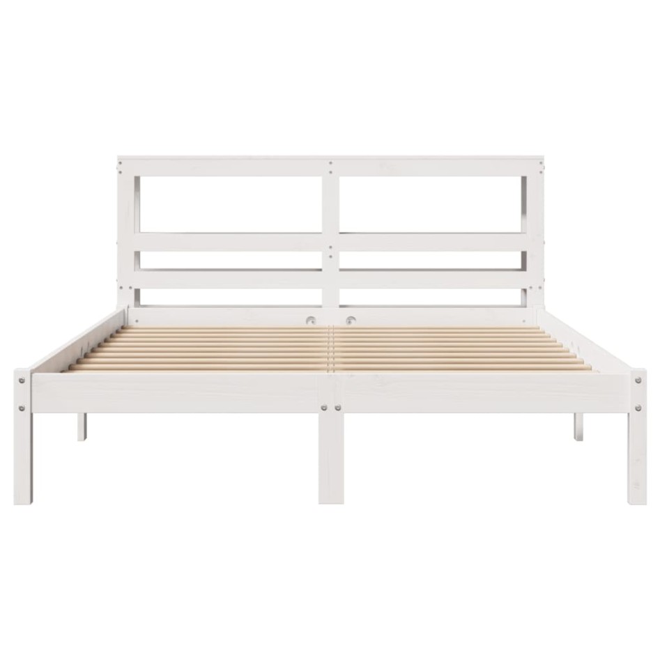 Estructura de cama sin colchón madera de pino blanca 150x200