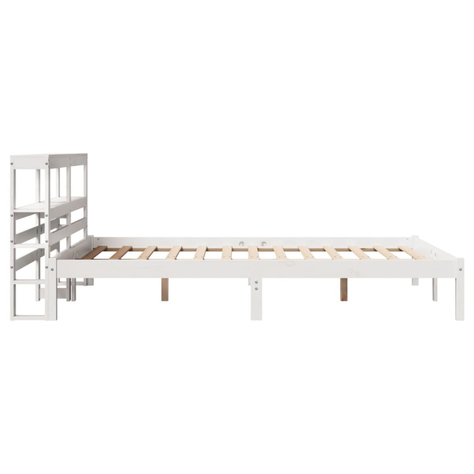 Estructura de cama sin colchón madera de pino blanca 150x200