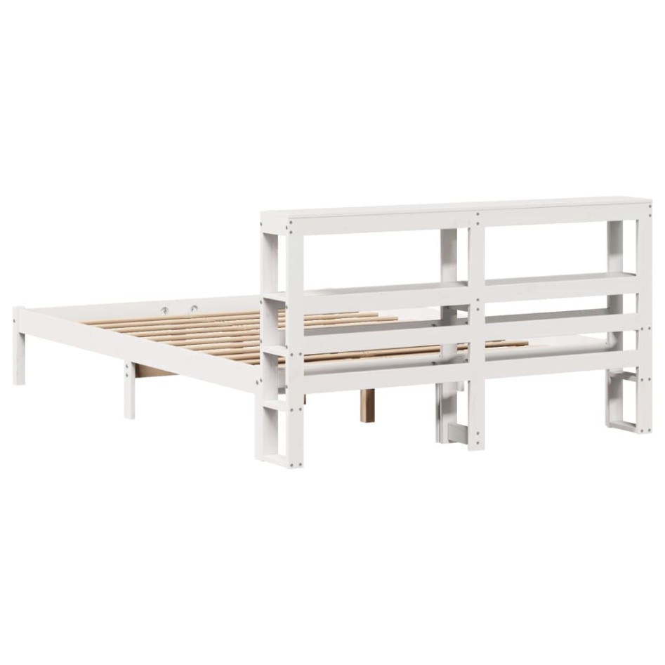 Estructura de cama sin colchón madera de pino blanca 150x200