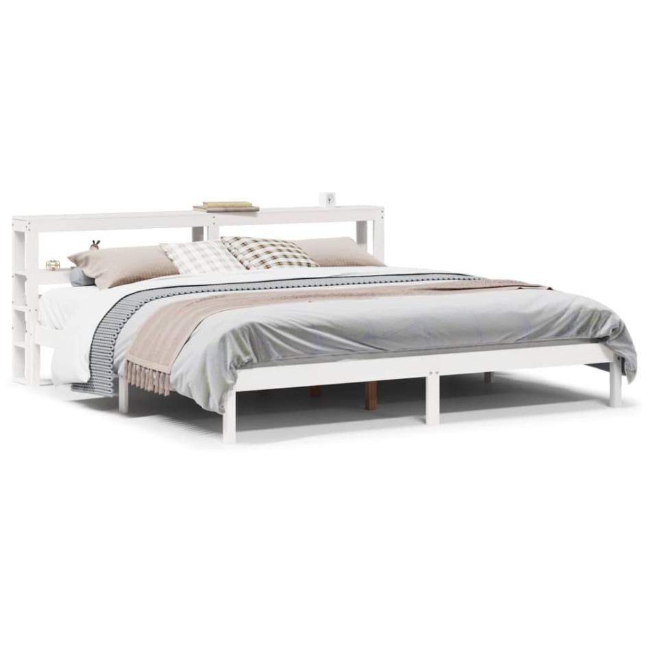 Estructura de cama sin colchón madera maciza blanca 200x200