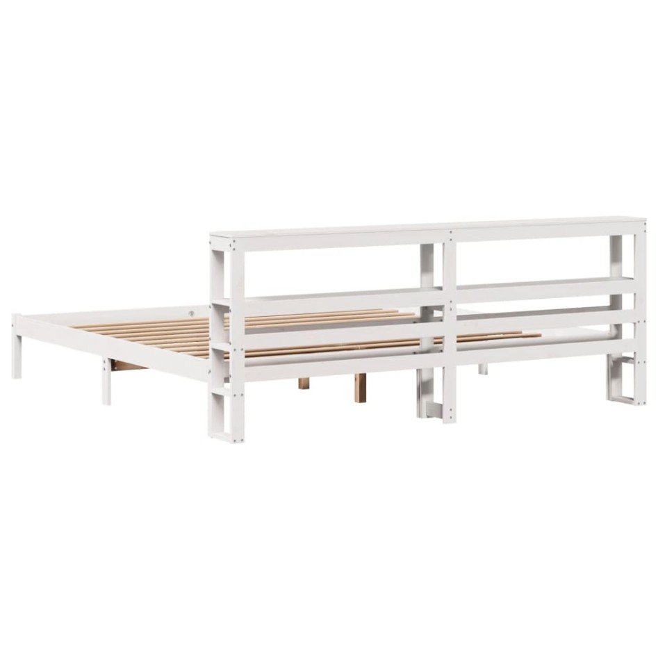Estructura de cama sin colchón madera maciza blanca 200x200