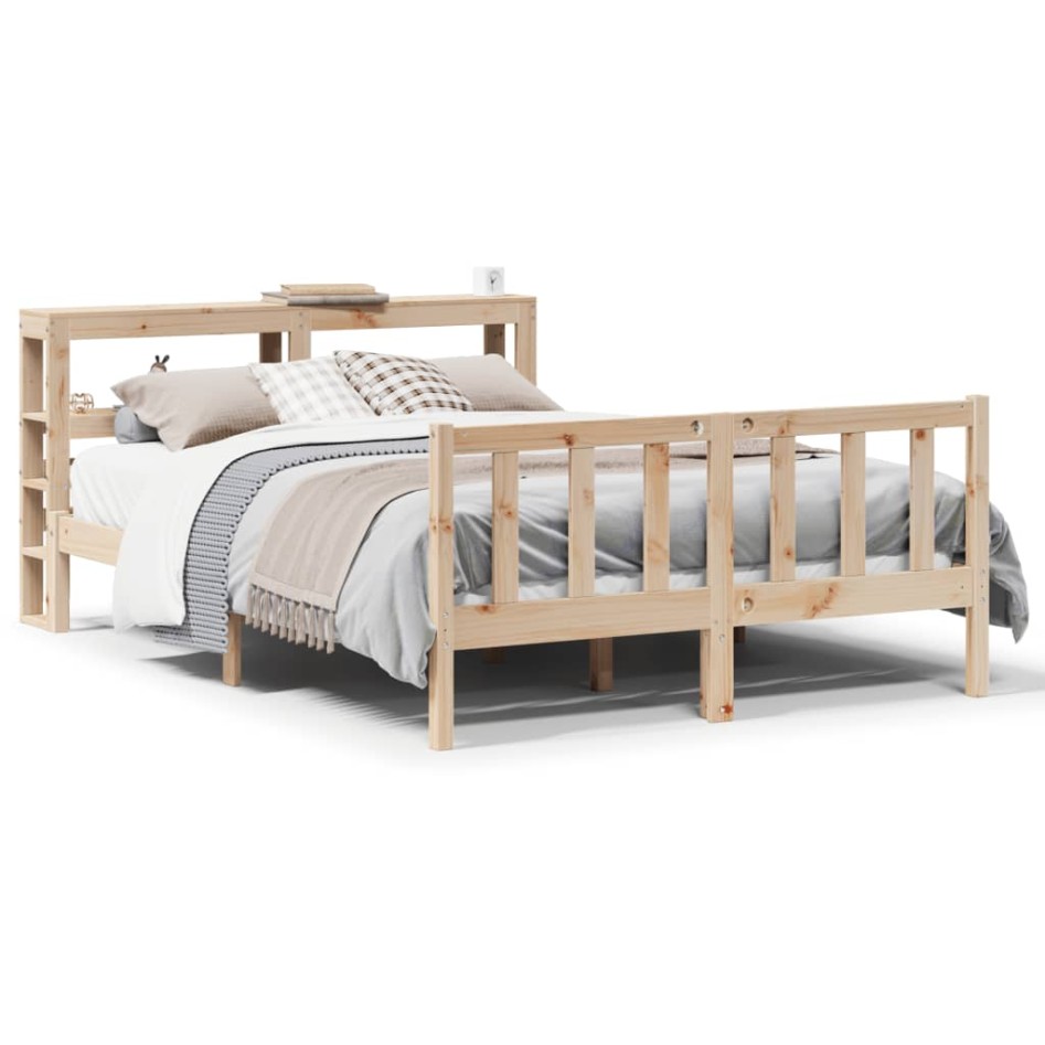 Estructura de cama sin colchón madera de pino maciza 120x200