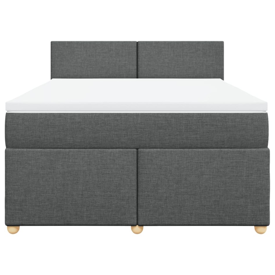 Cama box spring con colchón tela gris oscuro 140x190