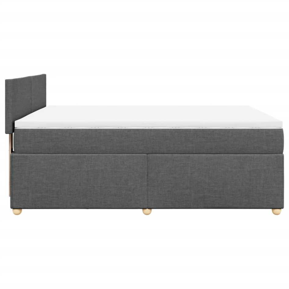 Cama box spring con colchón tela gris oscuro 140x200