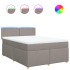 Cama box spring con colchón tela gris taupe 140x200