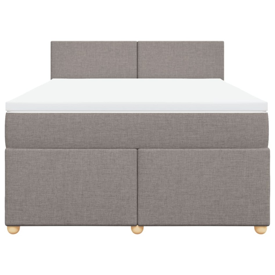 Cama box spring con colchón tela gris taupe 140x200