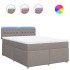 Cama box spring con colchón tela gris taupe 140x200