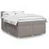 Cama box spring con colchón tela gris taupe 140x200