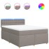 Cama box spring con colchón tela gris taupe 140x200