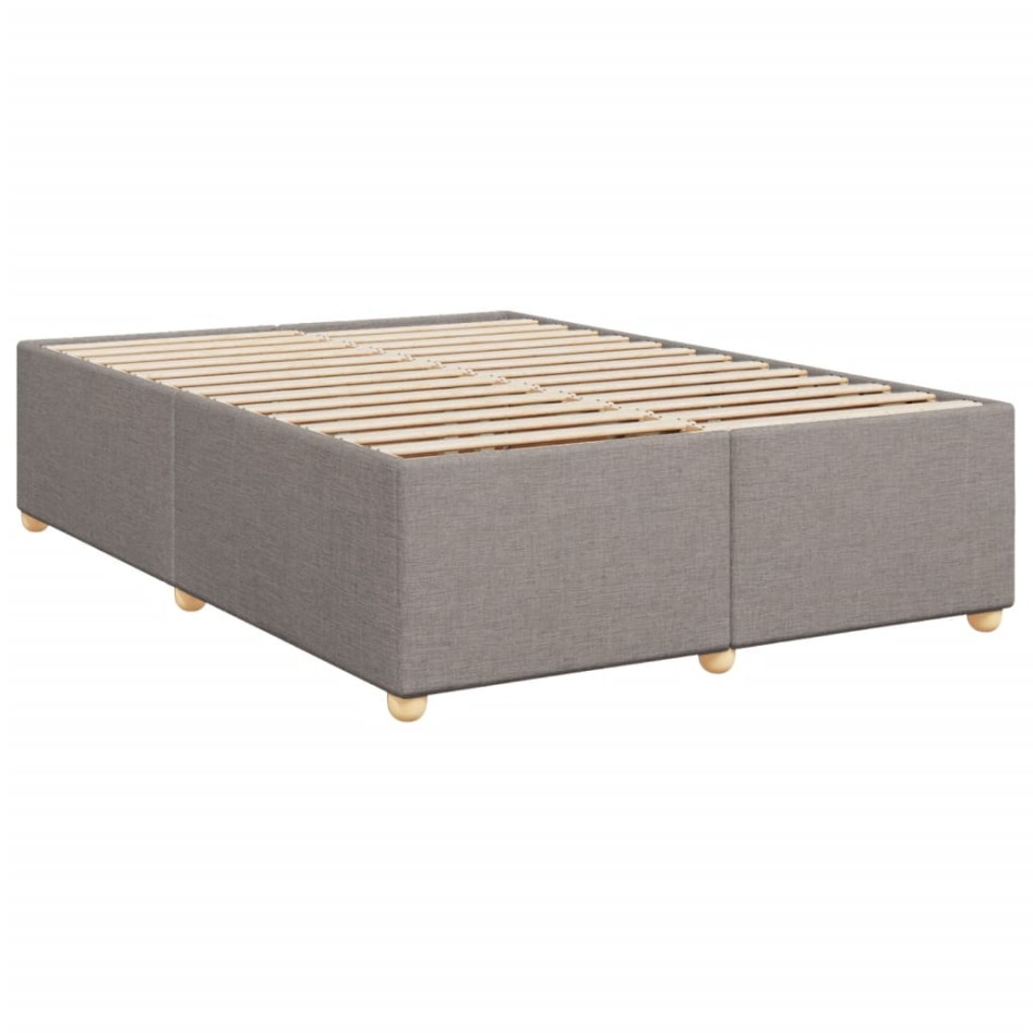 Cama box spring con colchón tela gris taupe 140x200