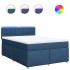 Cama box spring con colchón tela azul 160x200