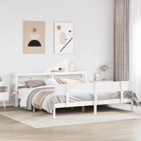 Estructura de cama sin colchón madera maciza blanca 200x200