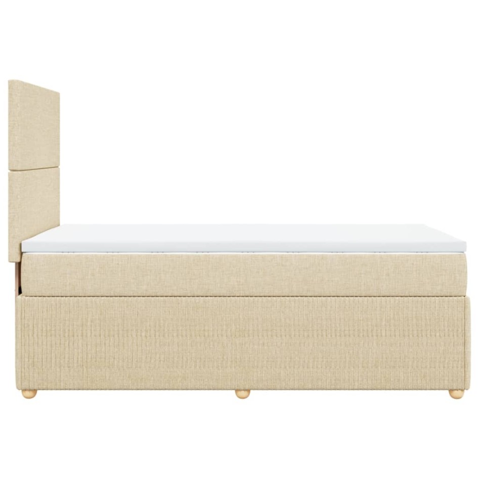 Cama box spring con colchón tela color crema 90x190